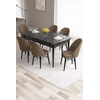 Hanah Home Set Trpezarijski sto i 6 stolica Roz, Braon-crni