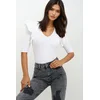 Trend Alacati Stili Ženska bluza 3/4 rukava ALC-X11557, V-izrez, Bela