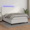 Krevet box spring s madracem LED bijeli 140x190 cm umjetna koža
