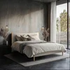 MID.YOU OBLAZINJENA POSTELJA 180 cm x 200 cm , les, tekstil, leseni material bež
