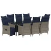 Set stola i stolica s jastukom 9 pcs Siva PE ratan