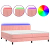 Vidaxl Box spring postelja z vzmetnico LED roza 200x200 cm žamet