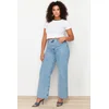 Trendyol Curve Light Blue High Waist Wide Cut Jeans