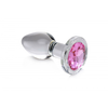 Steklen analni čep Pink Gem, medium