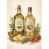 Plakat 21x30 cm za kuhinjo Oljčno olje in kis, vintage A4