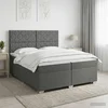 vidaXL Postelja boxspring z vzmetnico Temno siva 200 x 200 cm Blago