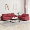2-dijelni set sofa s jastucima boja vina od umjetne kože