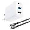 slomart Acefast 2v1 omrežni polnilec GaN 65W USB Tip C/USB, adapter HDMI 4K@60Hz (komplet s kablom) bel (A17 white)