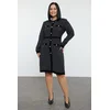 Trendyol Curve Black Patterned Buttoned Knitwear Dress