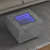 Stolić za kavu LED siva boja betona 60x60x40 cm drveni
