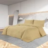 Set posteljine za poplun smeđesivi 220x240cm lagana mikrovlakna