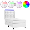 Vidaxl Box spring postelja z vzmetnico LED bela 90x200 cm umetno usnje
