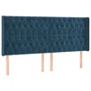 Vidaxl Vzglavje z ušesi temno modro 183x16x118/128 cm žamet