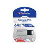 USB ključ, 64GB, USB 3.0, 100/35MB/sec, PC & MAC, VERBATIM SECURE DATA PRO, siv