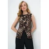 Trend Alacati Stili Ženska bluza bez rukava Alc-X13729, Okrugli izrez, Crno-bež