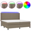 Vidaxl Box spring postelja z vzmetnico LED taupe 200x200 cm blago