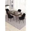 Hanah Home trpezarijski set Eva, sto na razvlačenje i 4 stolice, ploča u dekoru drveta Baroque, crna tkanina Babyface