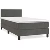 VIDAXL boxspring postelja z vzmetnico (100x200cm, žamet), temno siva