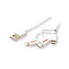 Secomp Roline USB 2.0 Charge & Sync A micro B + 8 pin + C m/m 1.0m ( 5366 )