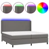 Krevet box spring s madracem LED sivi 200x200cm od umjetne kože