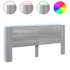 Vidaxl Omarica za vzglavje postelje LED siva sonoma 220x16,5x103,5 cm