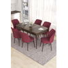 Hanah Home Set Trpezarijski sto i 6 stolica Eva, Bordo-braon