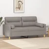 Dvosjed s ukrasnim jastucima smeđesivi 140 cm od tkanine