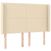 Vidaxl Vzglavje z ušesi krem 147x16x118/128 cm blago