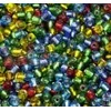 Kašaste perle (seed beads) 4 mm providna sa srebrnom linijom šarena