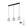 Luster na sajli DEVI 3xE27/15W/230V crna/zadimljena