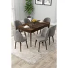 Hanah Home trpezarijski set Rut, sto na razvlačenje i 6 stolica, ploča u dekoru drveta Baroque, siva tkanina Babyface