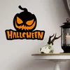 WallXpert zidna dekoracija od MDF-a HALMDF-005, zlokobna bundeva sa natpisom Halloween, 45 x 39 cm