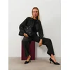 Sinsay - Straight leg pantalone sa dodatkom viskoze i ukrasnim šavovima - tamno siva