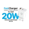Kucni punjac Teracell Evolution TC-15GP, QC 3.0, PD 3.0, 20W sa kablom Type-C na iPhone Lightning beli 1.2m
