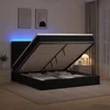 vidaXL Otomanska postelja z vzmetnico in LED Črna 160 x 200 cm Žamet