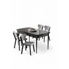 HANAH HOME Rasklopivi trpezarijski sto i stolice (5 delova) Exve Black Marble Grey