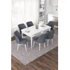 Hanah Home Set Trpezarijski sto i 6 stolica Nef, Sivo-beli