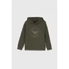 Otroški pulover Emporio Armani zelena barva, s kapuco