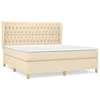 Vidaxl Box spring postelja z vzmetnico krem 180x200 cm blago
