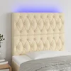 shumee vidaXL LED posteljno vzglavje krem 100x7x118/128 cm blago