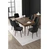 Hanah Home trpezarijski set Nex, sto na razvlačenje i 6 stolica, ploča u dekoru drveta Baroque, crna tkanina Babyface