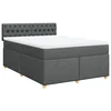 Vidaxl Box spring postelja z vzmetnico temno siva 160x200 cm blago