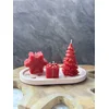 Aberto Design Set Božićnih sveća na tacni Christmas 5, 3 komada, Crveno-beli