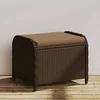 Vidaxl vidaXL Vrtni stolček z blazino rjav 58x46x46 cm poli ratan