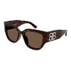 Balenciaga BB0323SK 003 ONE SIZE (55) Havana/Rjava