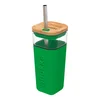 shumee Quokka Liquid Cube - 540 ml steklena skodelica s slamico iz nerjavečega jekla (zelena)