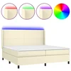 Vidaxl Box spring postelja z vzmetnico LED krem 200x200cm umetno usnje