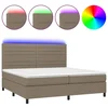 Vidaxl Box spring postelja z vzmetnico LED taupe 200x200 cm blago