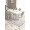 Hanah Home Set Trpezarijski sto i 6 stolica Roz, Krem-beli
