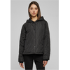 Womens Oversized Diamond Quilted Hooded Jacket Black